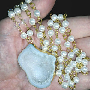 White Stalactite Quartz Cave Necklace = SHIMMERY